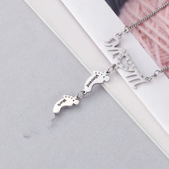 Personalized Baby Feet Stainless Steel Pendant Necklace