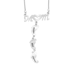 Personalized Baby Feet Stainless Steel Pendant Necklace