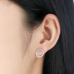 Silver Stud Earrings - Round Vintage Style