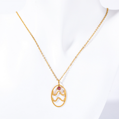 Stainless Steel Zodiac Rune Pendant Necklace