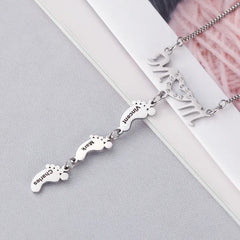 Personalized Baby Feet Stainless Steel Pendant Necklace