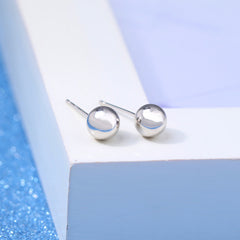 Silver Round Bead Stud Earrings