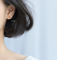Silver Minimalist Gold Bead Stud Earrings