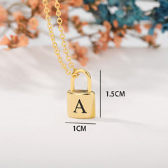 Unisex Stainless Steel 26 Letter Pendant Necklace