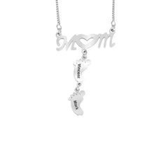 Personalized Baby Feet Stainless Steel Pendant Necklace