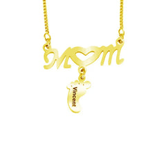 Personalized Baby Feet Stainless Steel Pendant Necklace