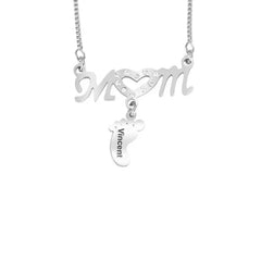Personalized Baby Feet Stainless Steel Pendant Necklace