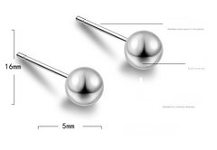 Silver Round Bead Stud Earrings