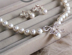 Pearl Pendant and Earring Necklace Set