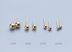 Silver Minimalist Gold Bead Stud Earrings