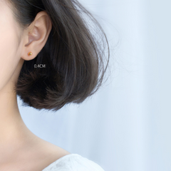 Silver Minimalist Gold Bead Stud Earrings