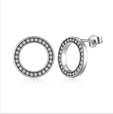 Silver Stud Earrings - Round Vintage Style