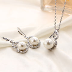New Pearl Pendant Necklace and Earring Set for Brides