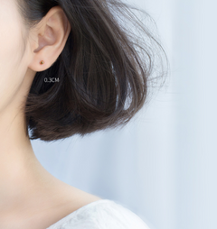 Silver Minimalist Gold Bead Stud Earrings