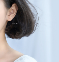 Silver Minimalist Gold Bead Stud Earrings