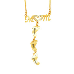 Personalized Baby Feet Stainless Steel Pendant Necklace