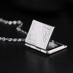 Heart-Shaped Love Necklace with Openwork Photo Locket