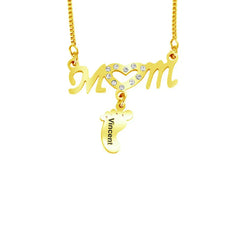 Personalized Baby Feet Stainless Steel Pendant Necklace