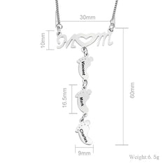 Personalized Baby Feet Stainless Steel Pendant Necklace