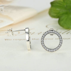 Silver Stud Earrings - Round Vintage Style