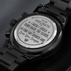 To My Soulmate Turn Back the Clock (Charcoal Black) – Men's Watch
