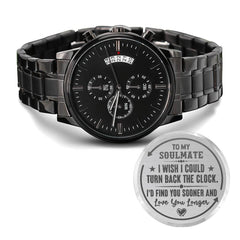 To My Soulmate Turn Back the Clock (Charcoal Black) – Men's Watch