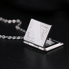 Heart-Shaped Love Necklace with Openwork Photo Locket