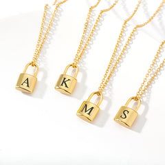 Unisex Stainless Steel 26 Letter Pendant Necklace