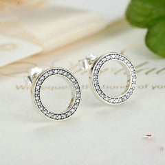 Silver Stud Earrings - Round Vintage Style