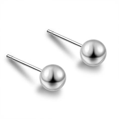 Silver Round Bead Stud Earrings