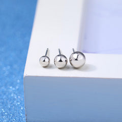 Silver Round Bead Stud Earrings
