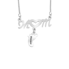Personalized Baby Feet Stainless Steel Pendant Necklace