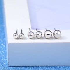 Silver Round Bead Stud Earrings